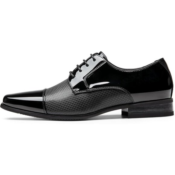 Bruno Marc Men's Black Tuxedo Shoe Slip on Classic Patent Velvet Leather Loafers - Picture 2 of 9